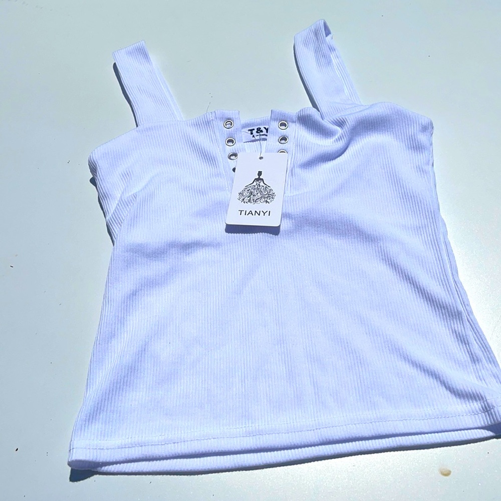 Grommet Detail White Tank Top